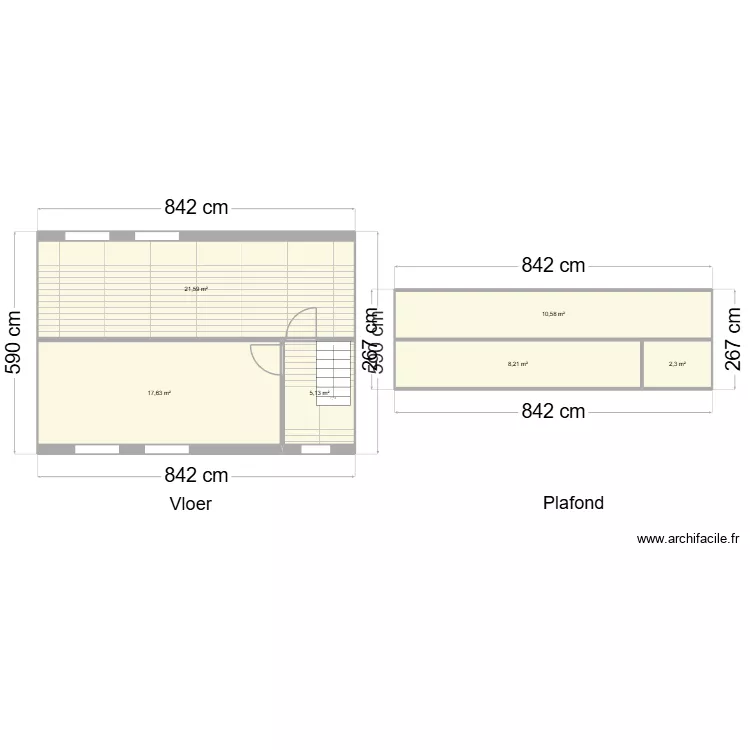 maarten vloer en plafond. Plan de 6  et 65 m²