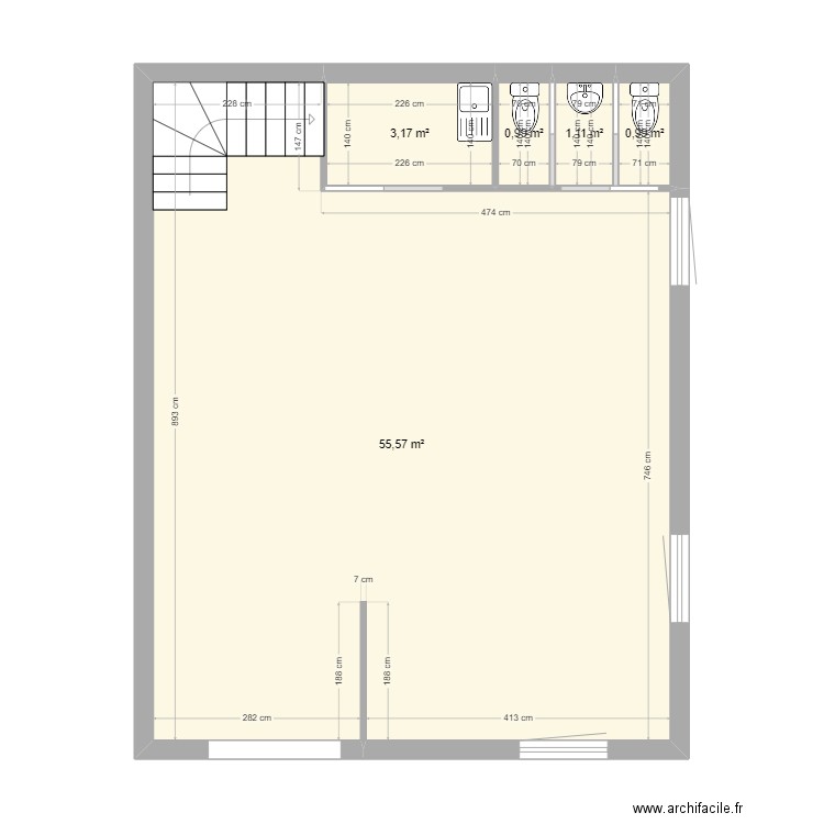 Savigneux RDC. Plan de 5 pièces et 62 m2