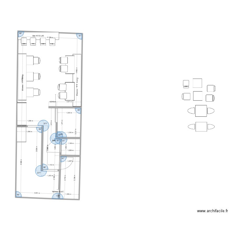 CAFE OA OA 2. Plan de 2 pièces et 42 m2