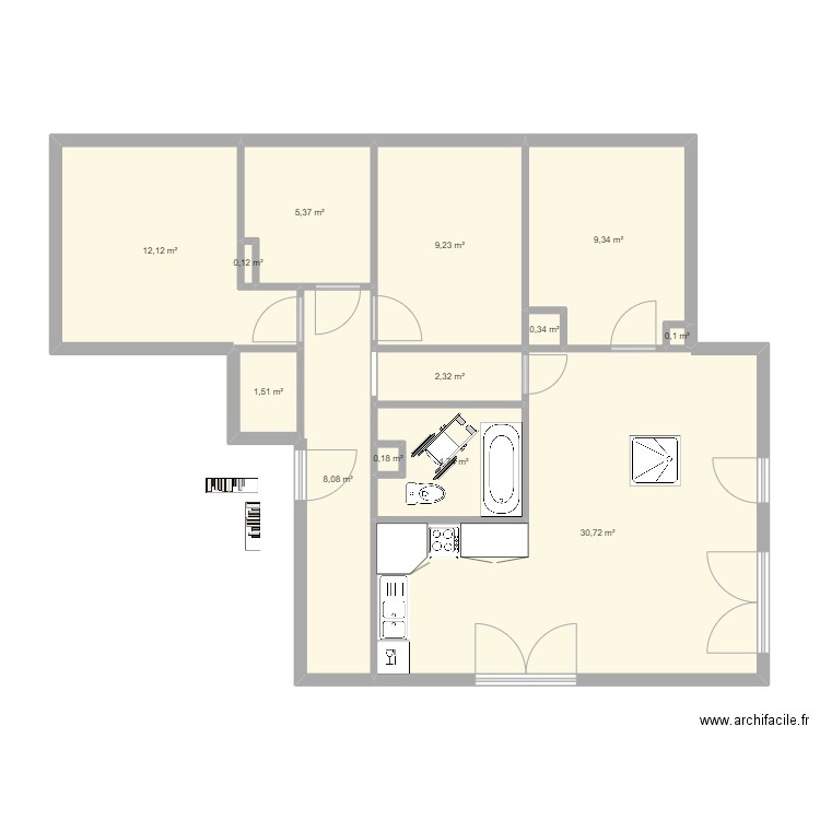 plan1. Plan de 13 pièces et 84 m2