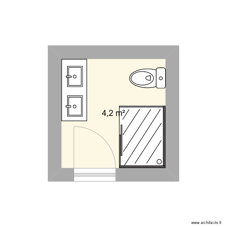 50RDR ét 1 SDB. Plan de 1 pièce et 4 m2