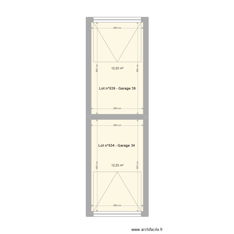 Garages. Plan de 2 pièces et 24 m2