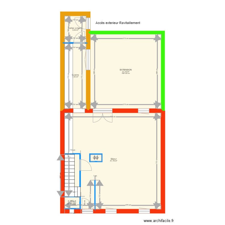 FEUCHY étude extention EXTENSION DE 25m² 1. Plan de 0 pièce et 0 m2
