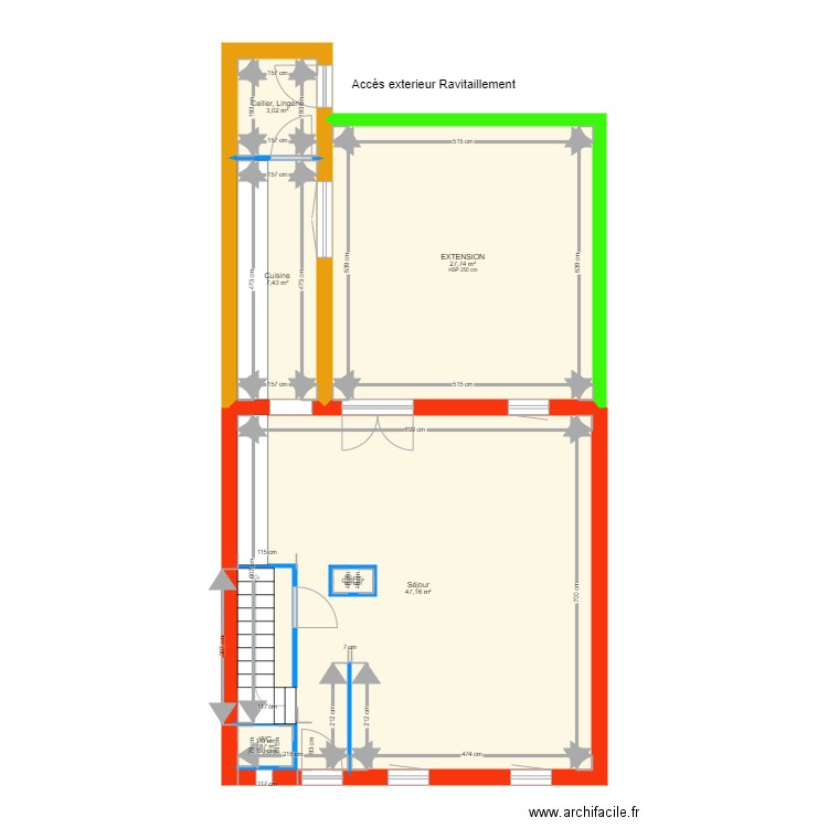 FEUCHY étude extention EXTENSION DE 25m² 1. Plan de 6 pièces et 87 m2