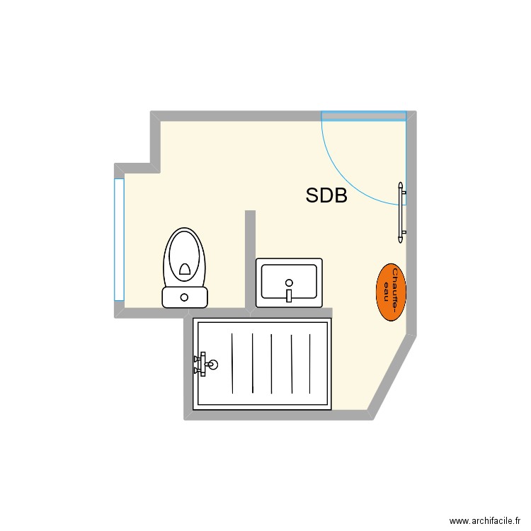 Baron - SDB. Plan de 1 pièce et 5 m2