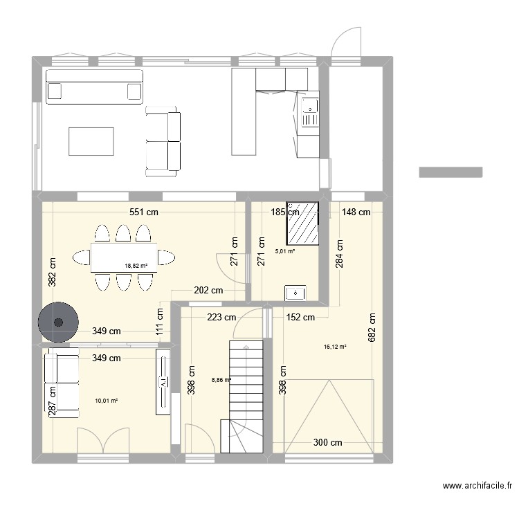 maison actuel. Plan de 5 pièces et 59 m2