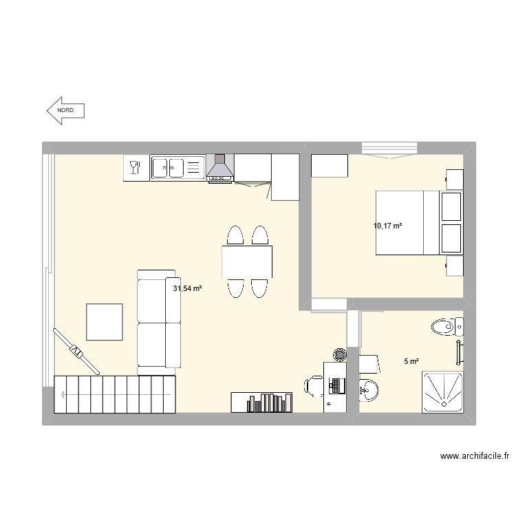 manou. Plan de 3 pièces et 47 m2