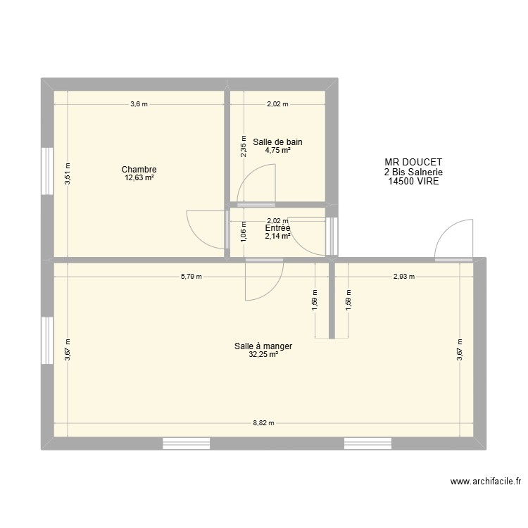 DOUCET 2bis Salnerie VIRE. Plan de 4 pièces et 52 m2