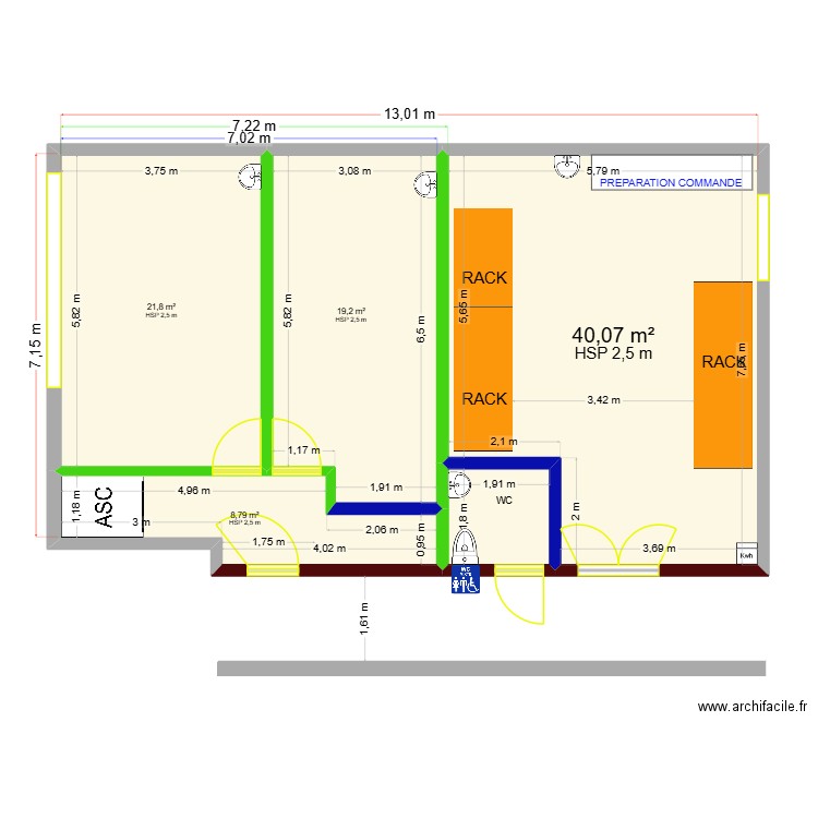 LOCAL SALERNES RDC AVEC STOCKAGE. Plan de 5 pièces et 93 m2