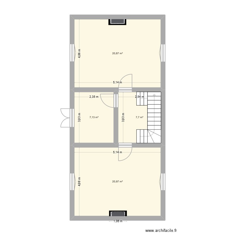 plan maison 1er etage. Plan de 4 pièces et 57 m2
