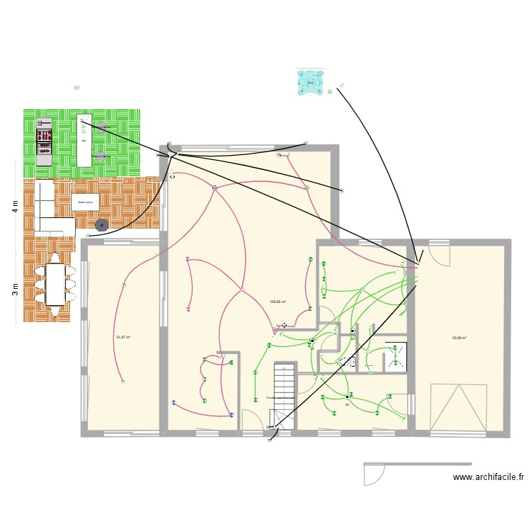 fanfan kiki plan éclairage. Plan de 3 pièces et 165 m2