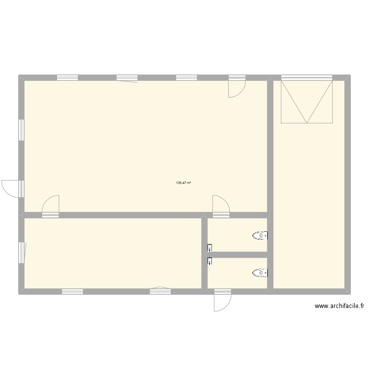 Bureau de Piste. Plan de 1 pièce et 139 m2