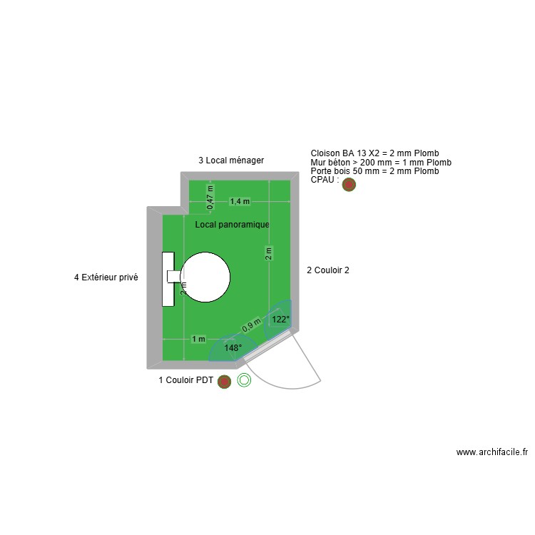31374 Local panoramique. Plan de 1 pièce et 4 m2