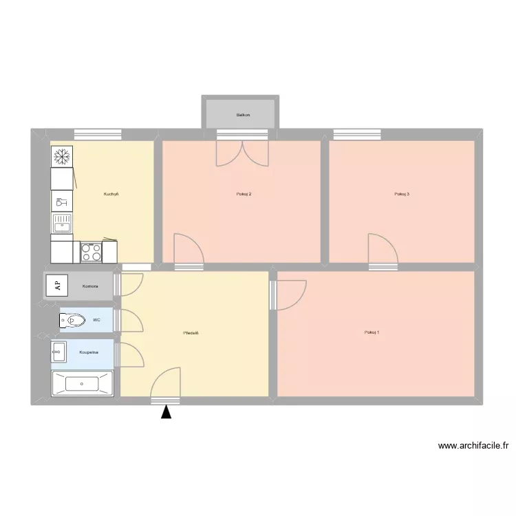Bohuslava Martinů 720 byt 13 OV. Plan de 12 Pièces et 76 m²