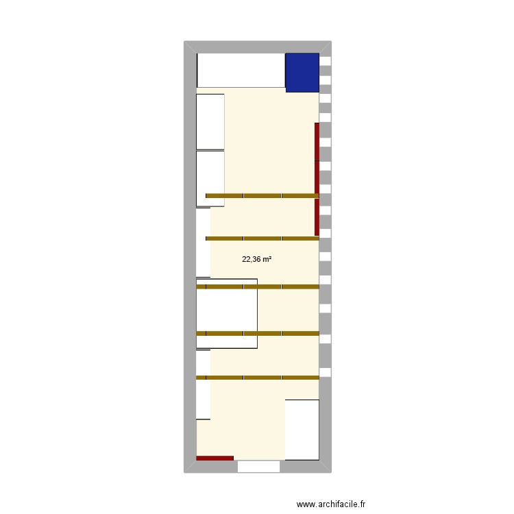la grotte. Plan de 1 pièce et 22 m2