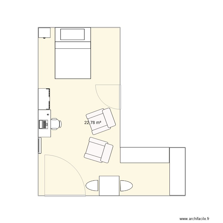BENOIT 1. Plan de 1 pièce et 23 m2