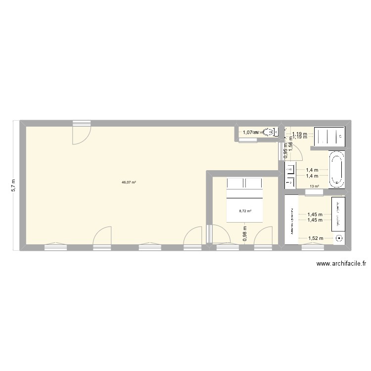 Maison valletot. Plan de 4 pièces et 69 m2