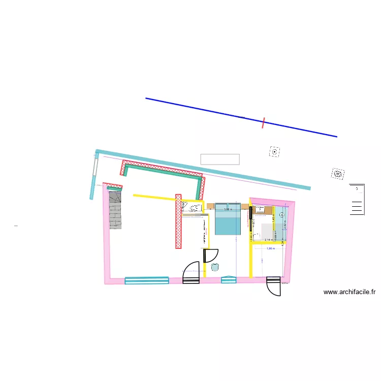 Port-Blanc chambre sdb RdC (25.06). Plan de 