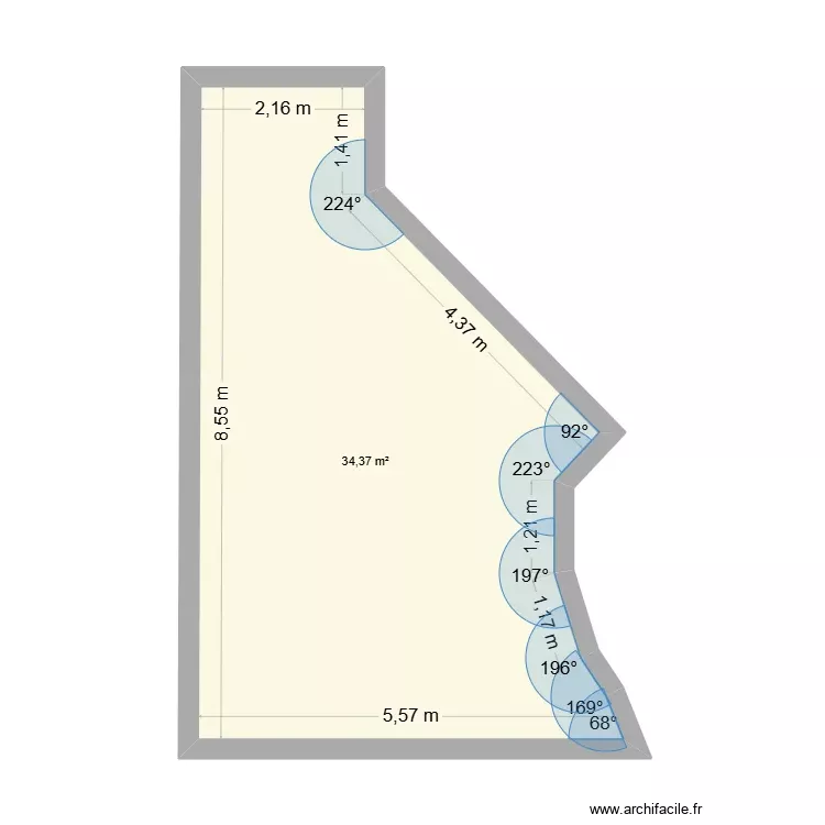 jardin d'hiver. Plan de 1 Pièce et 34 m²