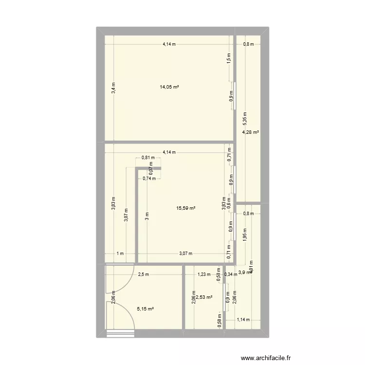 donjon placo. Plan de 6  et 46 m²