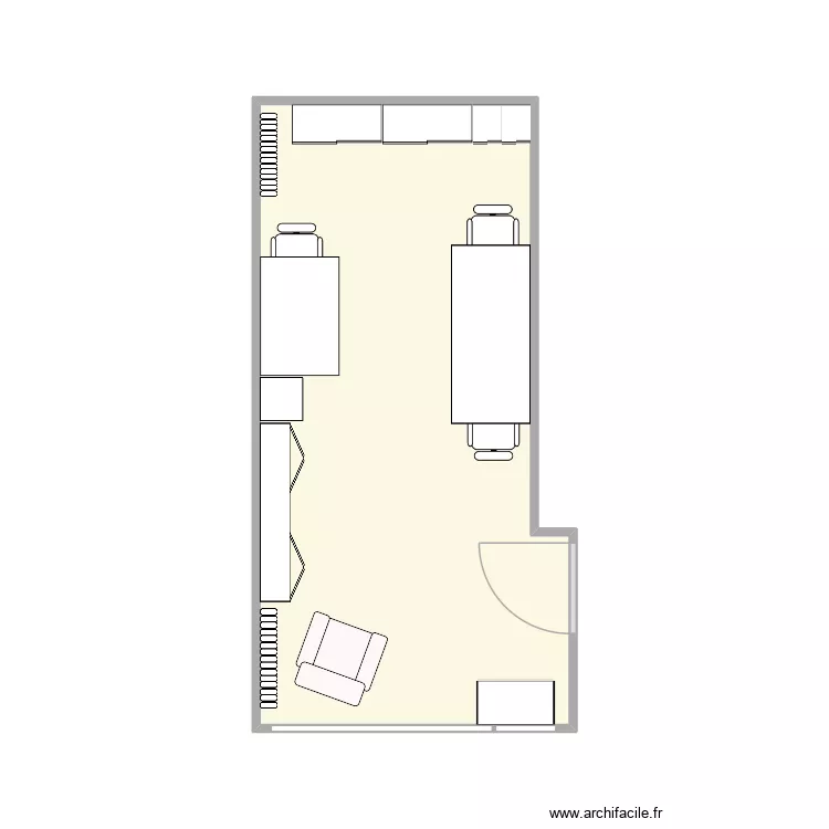 bureau. Plan de 1  et 17 m²