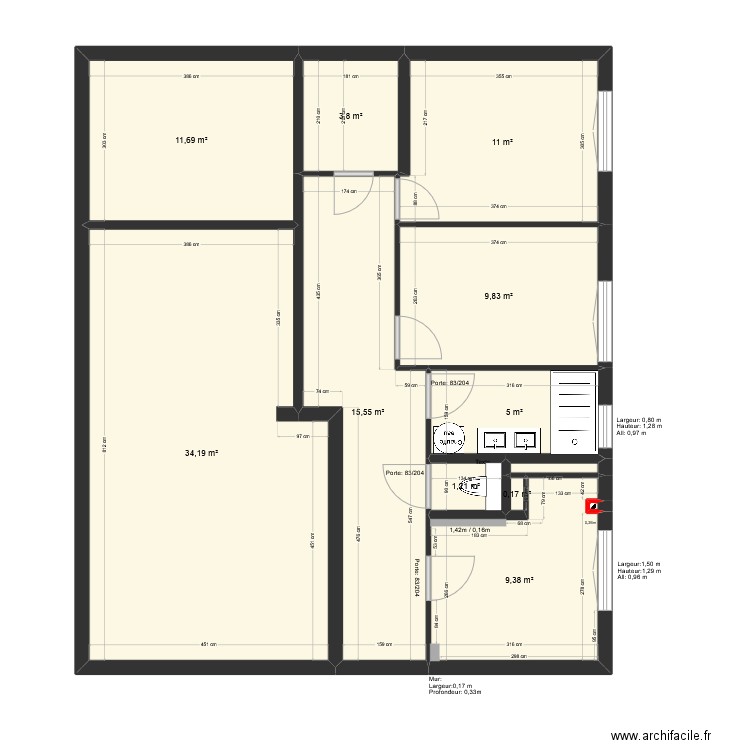 Pouna projet. Plan de 12 pièces et 102 m2