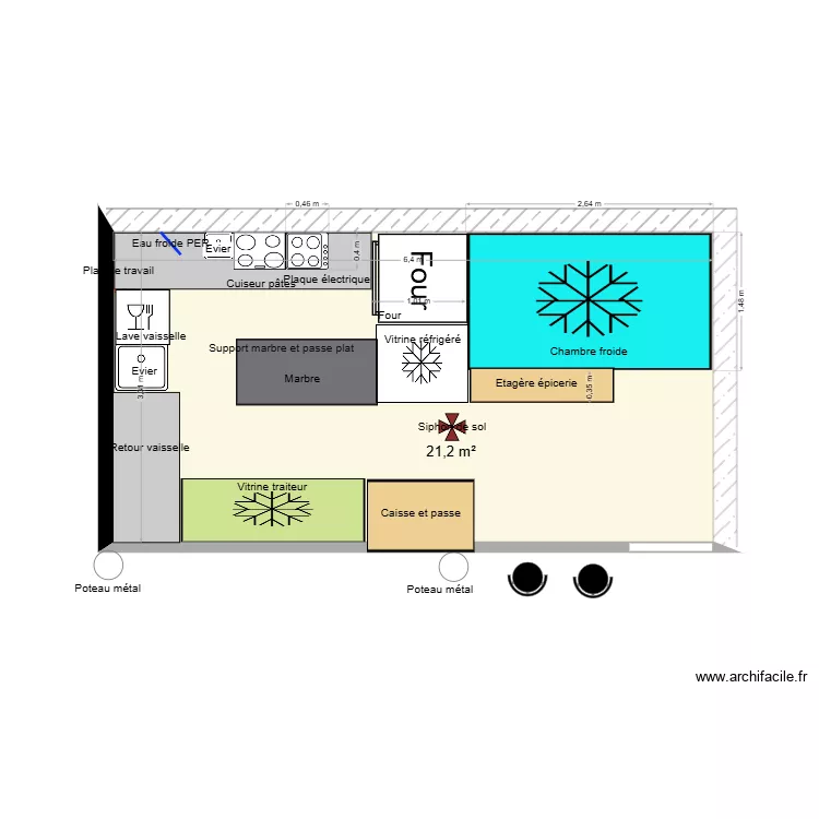 Stand 5 Halle gourmande 5. Plan de 1  et 21 m²