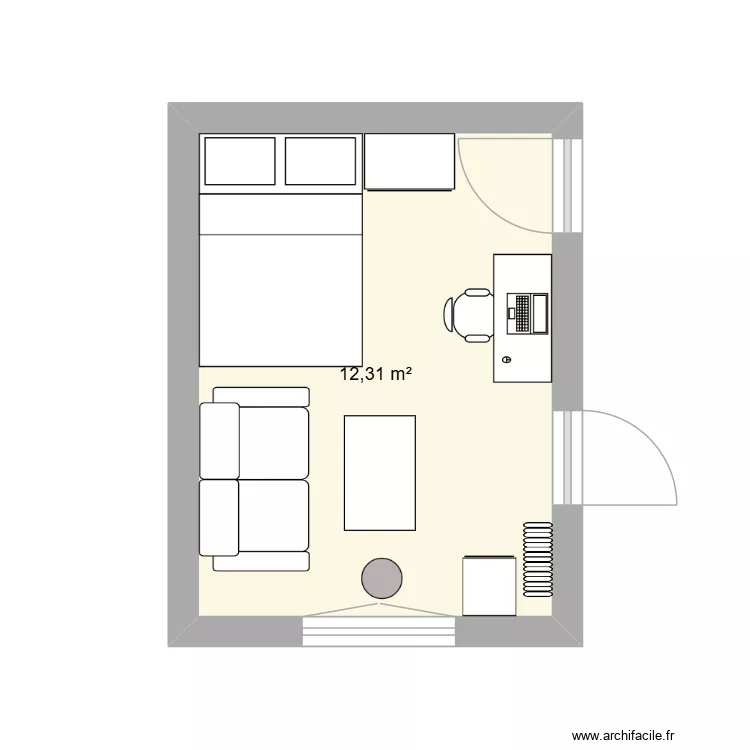 appart ju. Plan de 1 pièce et 12 m²