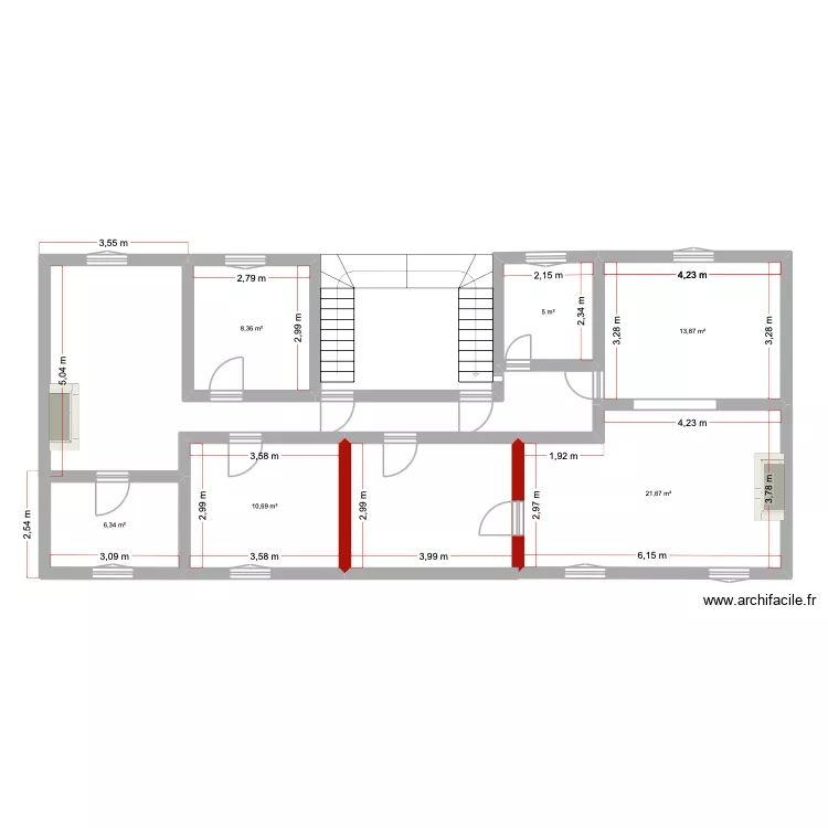 Etage 3. Plan de 6 pièces et 66 m²