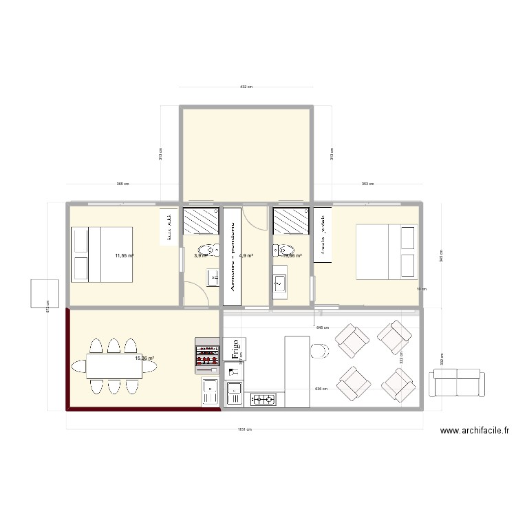 Reserva2. Plan de 11 pièces et 65 m2