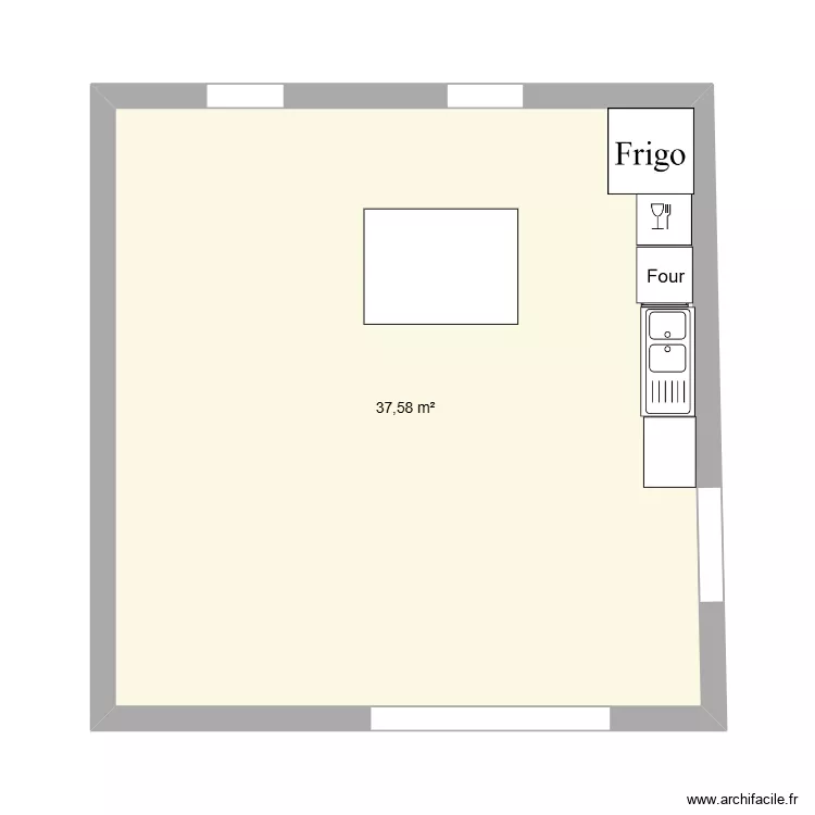 cuisine. Plan de 1  et 38 m²