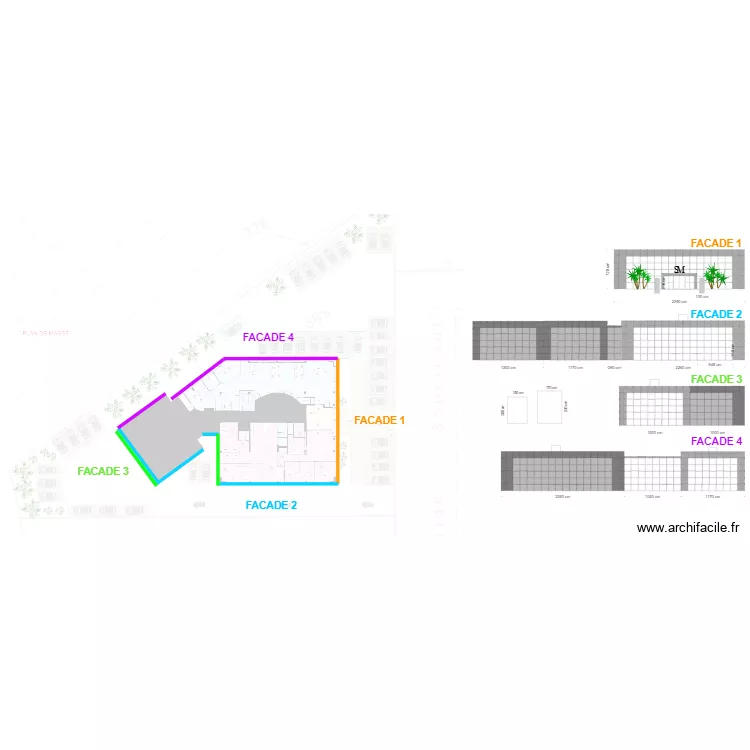 Facade Narbonne. Plan de 