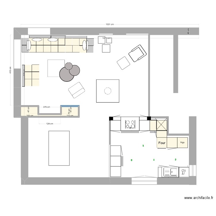 cuisine 2. Plan de 1 pièce et 1 m2