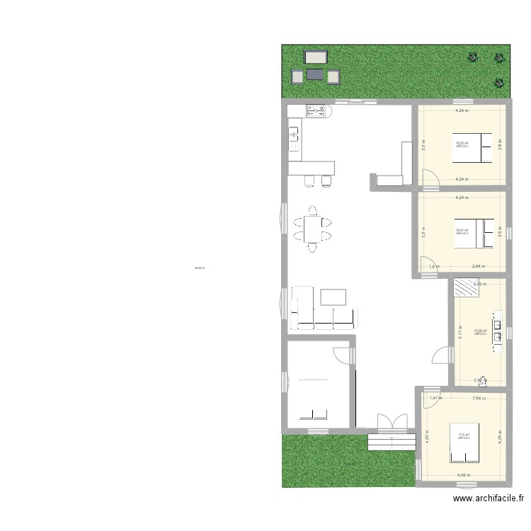 plan2. Plan de 4 pièces et 64 m2