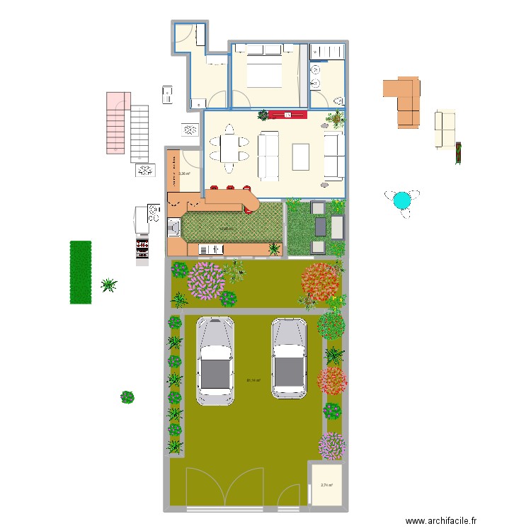 MAISON. Plan de 7 pièces et 71 m2