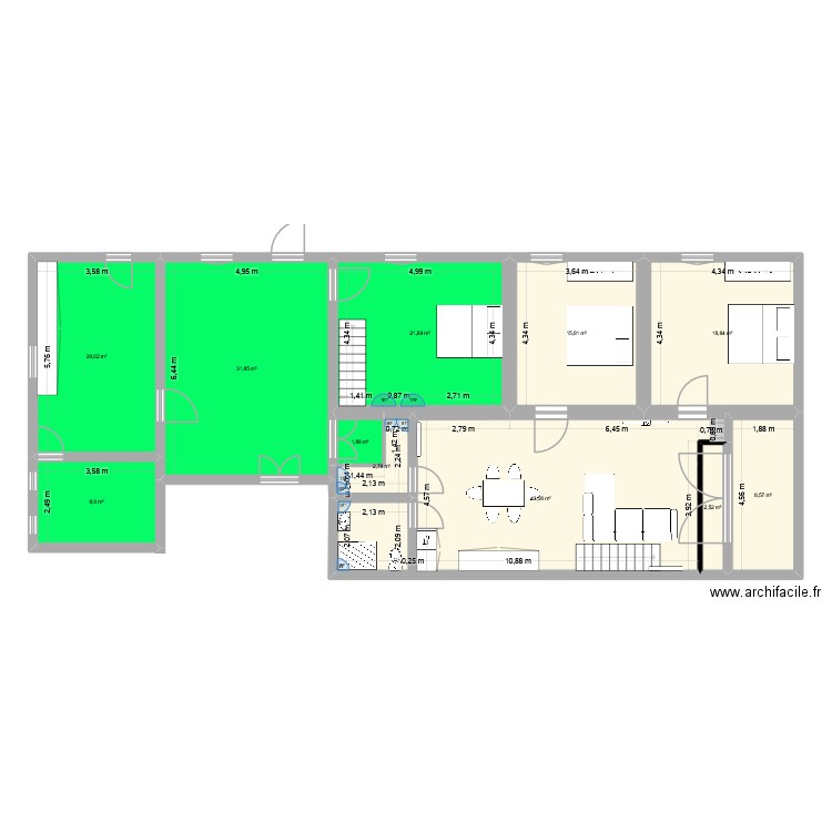 plan RDC v2. Plan de 11 pièces et 177 m2