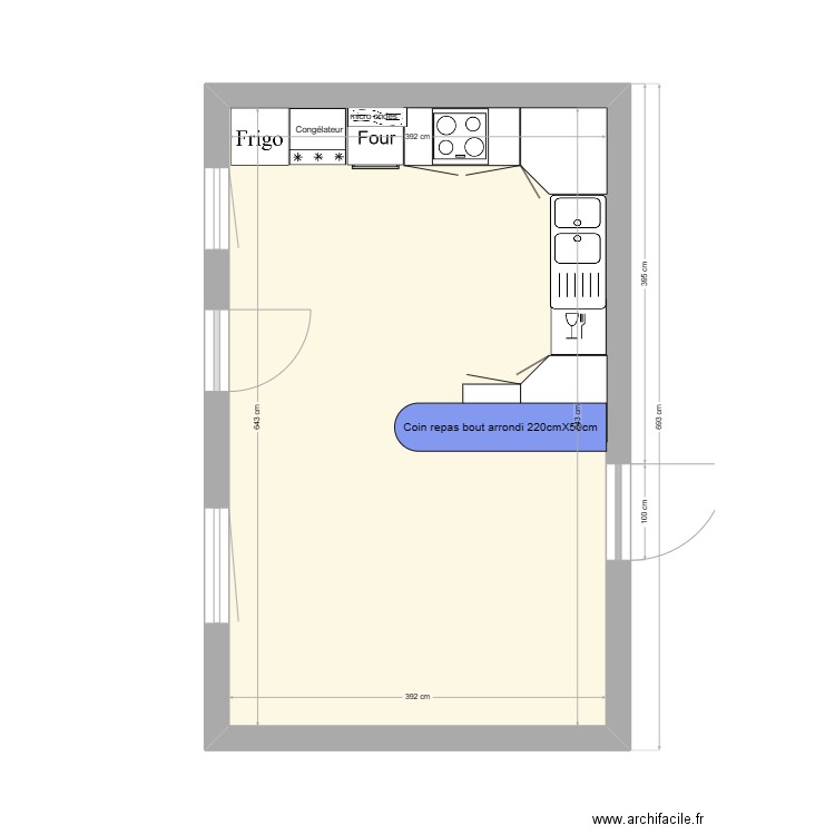 CUISINE TROIS. Plan de 1 pièce et 25 m2