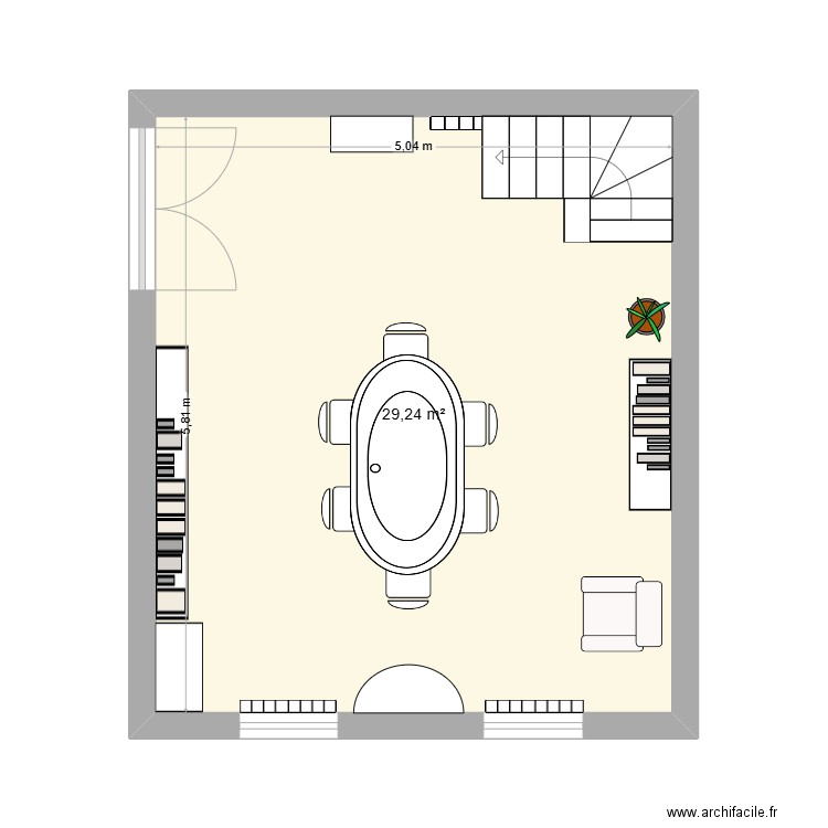 salle à manger projet. Plan de 1 pièce et 29 m2