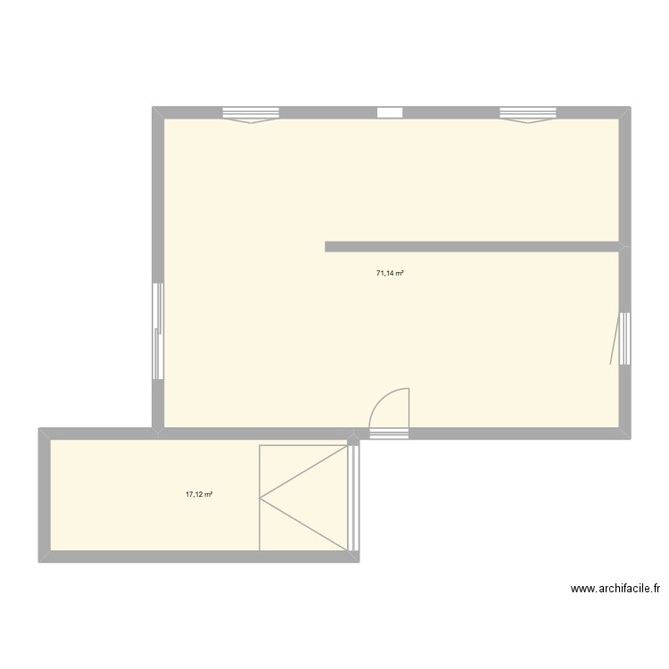 ST N. Plan de 2 pièces et 88 m2