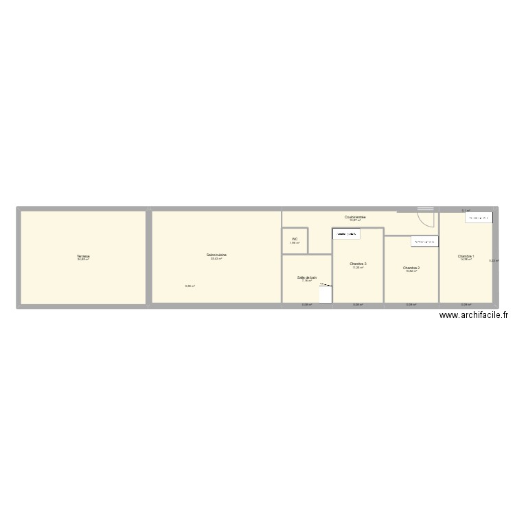 appartement témoin. Plan de 15 pièces et 128 m2
