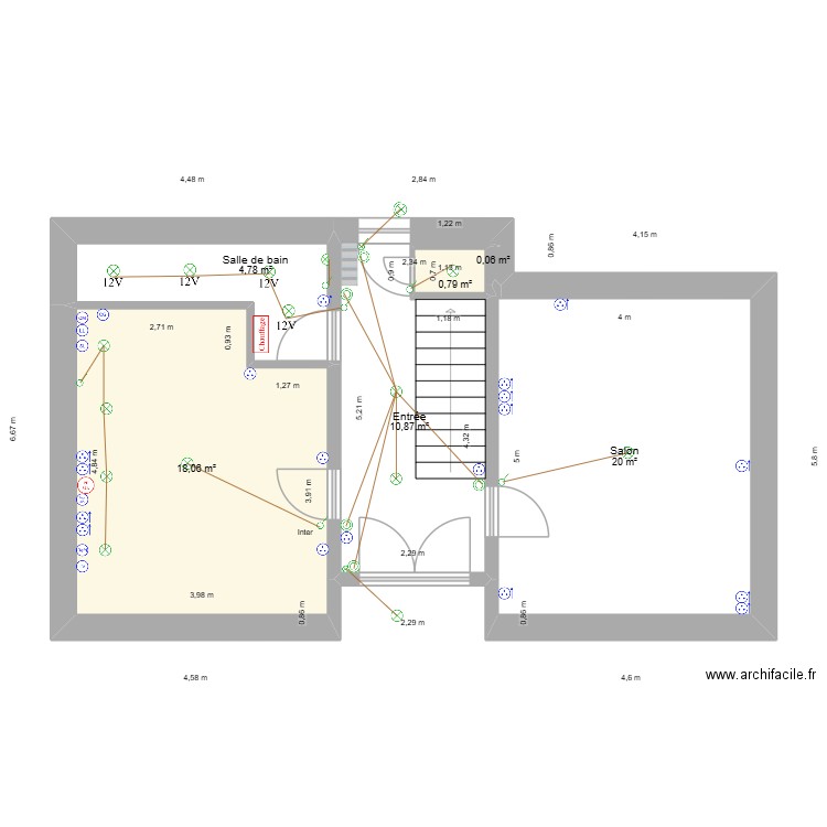 THOMAS Alain. Plan de 12 pièces et 108 m2