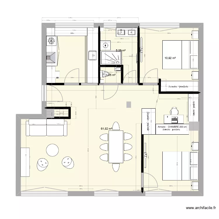 GAUTIER papa 9. Plan de 4  et 79 m²