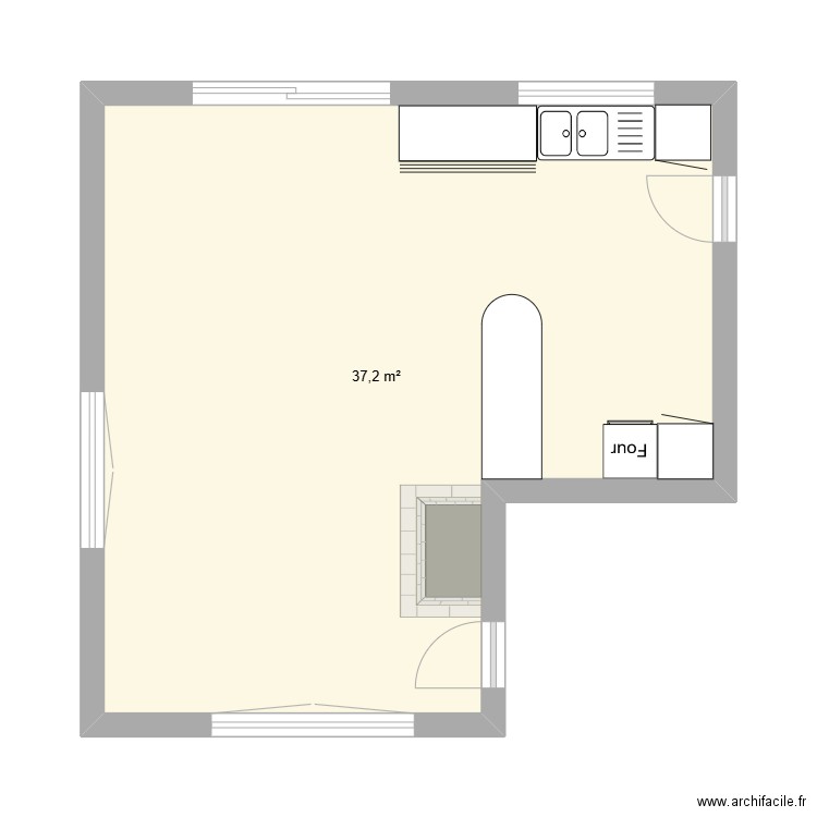 cuisine/salon. Plan de 0 pièce et 0 m2
