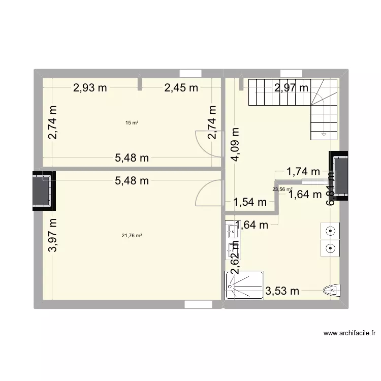 Ploërmel étage v2. Plan de 3 et 60 m² Ploërmel étage v2. Plan de 3 et 60 m²
