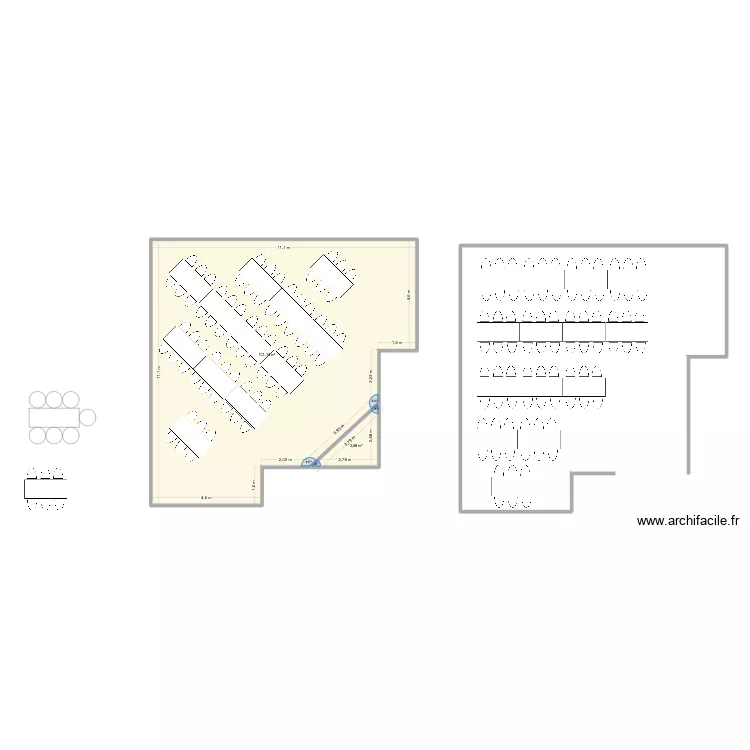 Salle des fetes. Plan de 2  et 105 m²