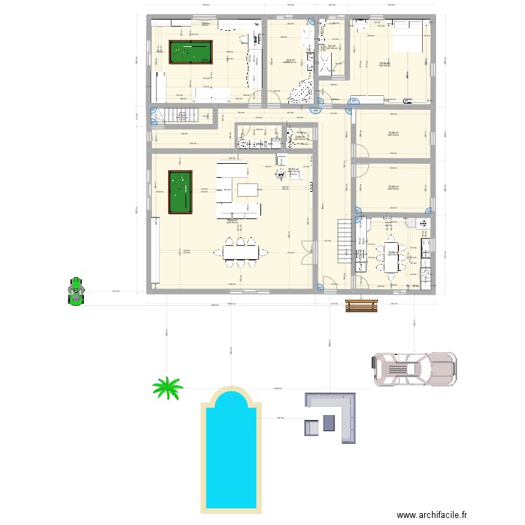 maison dom. Plan de 11 pièces et 250 m2