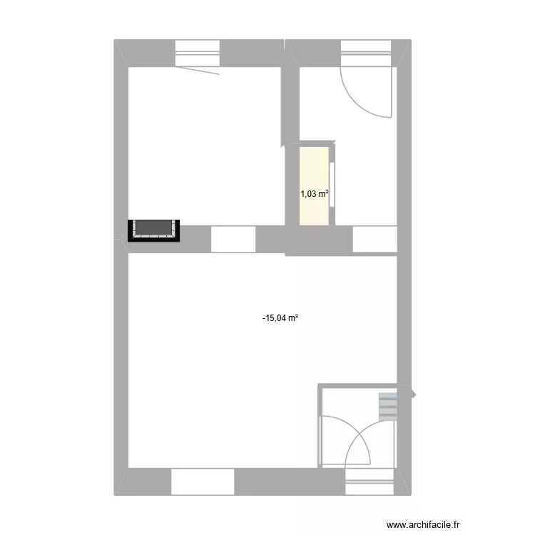 cuisine. Plan de 2  et 26 m²