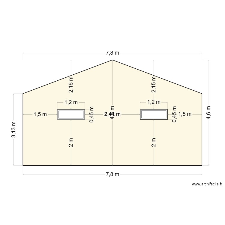 facade sud. Plan de 0 pièce et 0 m2