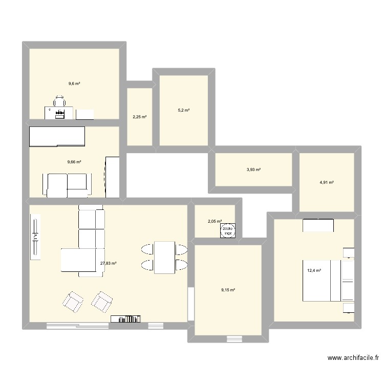 Appart st ju. Plan de 10 pièces et 87 m2