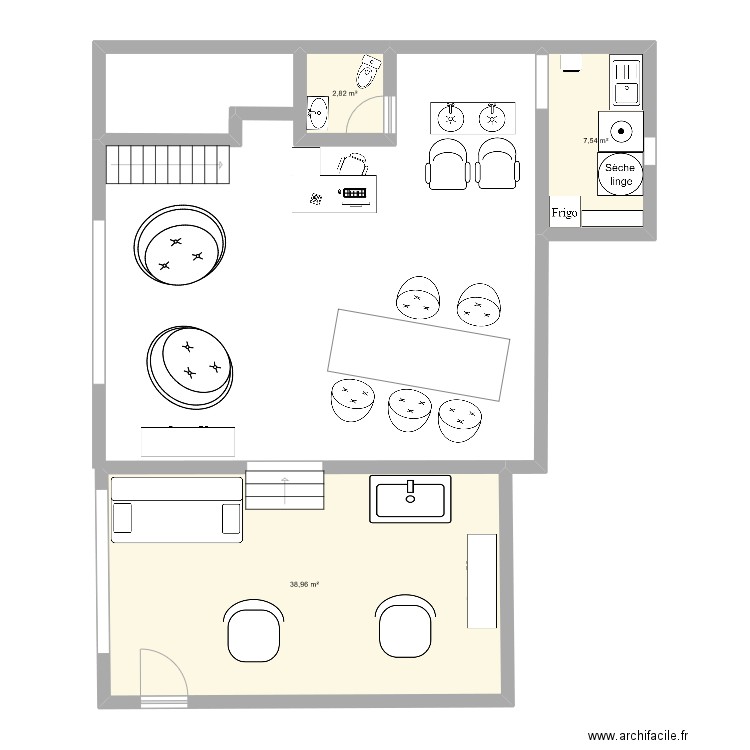 salon lois. Plan de 3 pièces et 49 m2